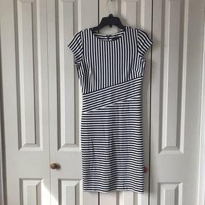 J Crew Factory Blue and White Cap Sleeve Dress